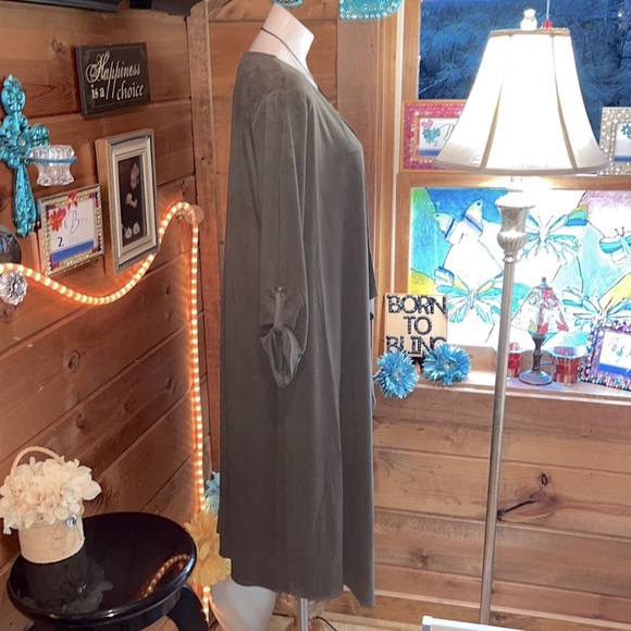 PHILOSOPHY FAUX LEATHER long cardigan NWT GORGEOUS Swarovski crystal cross - Picture 5 of 11